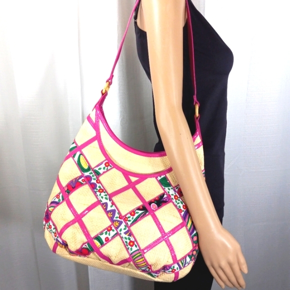 Vera Bradley Handbags - VERA BRADLEY Like New Vintage 2011 Viva la Vera Straw Cotton & Patent Pu…
